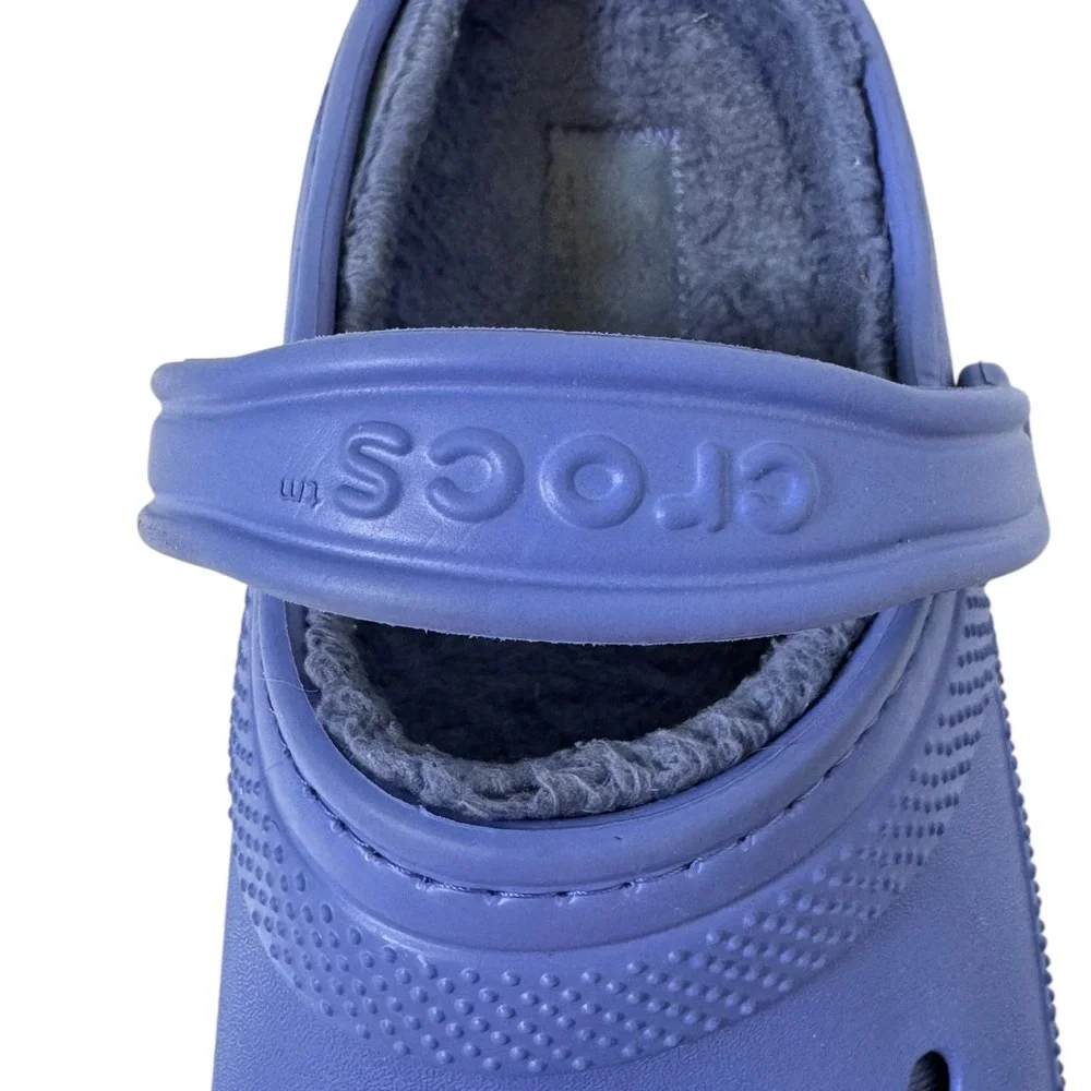 Crocs Classic Lined Clog Purple Blue Mens 9 Women 11 Faux Fur Warm Slip On Shoes